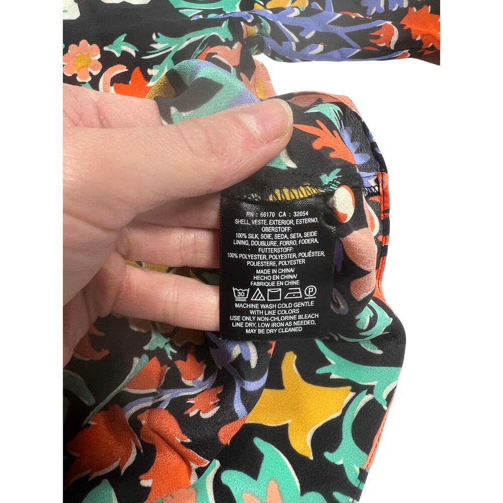 Maeve by Anthropologie Folk art Kimono Top Silk art to wear Indie Hippie SZ 2 - Picture 5 of 8